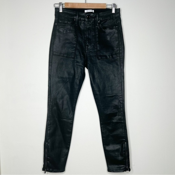 Good American Good Waist Waxed Black Size 4 - Picture 1 of 11